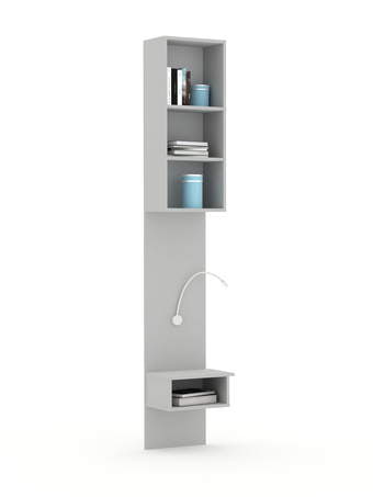 Regál s nočným stolíkom-240 White Grey