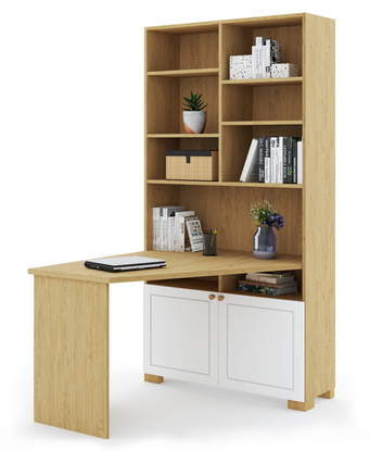 Písací stôl-pravý s regálom Frame Oak White