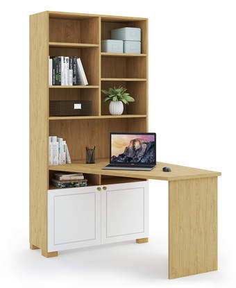 Písací stôl-ľavý s regálom Frame Oak White