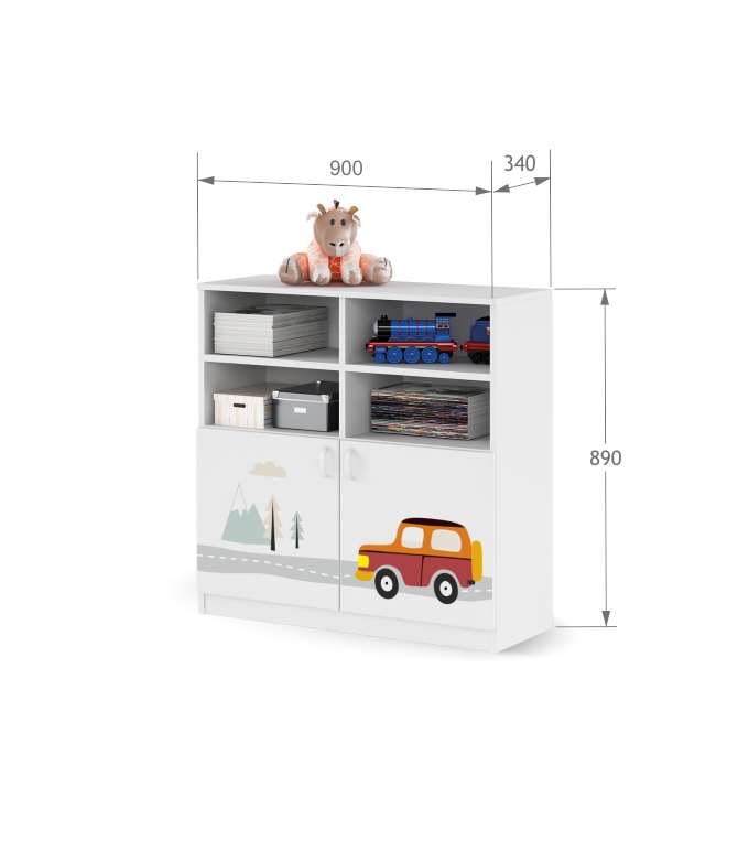 Regał niski 90 Happy Animals White